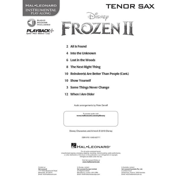 Instrumental Play-Along: Frozen II tenorsax