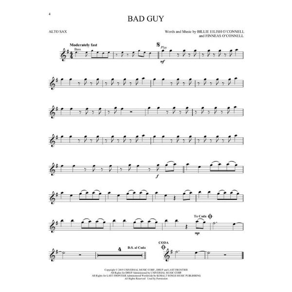 Instrumental Play-Along: Billie Eilish altsax