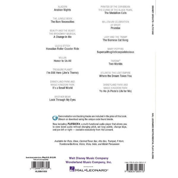 Instrumental Play-Along: Disney Greats altsax