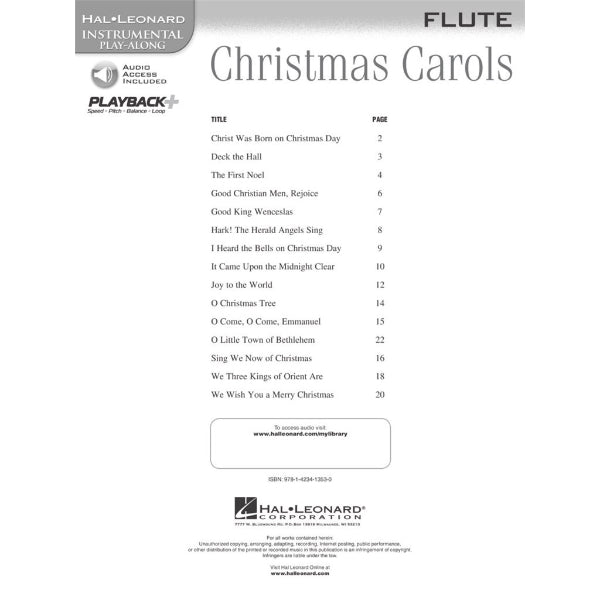 Instrumental Play-Along: Christmas Carols dwarsfluit