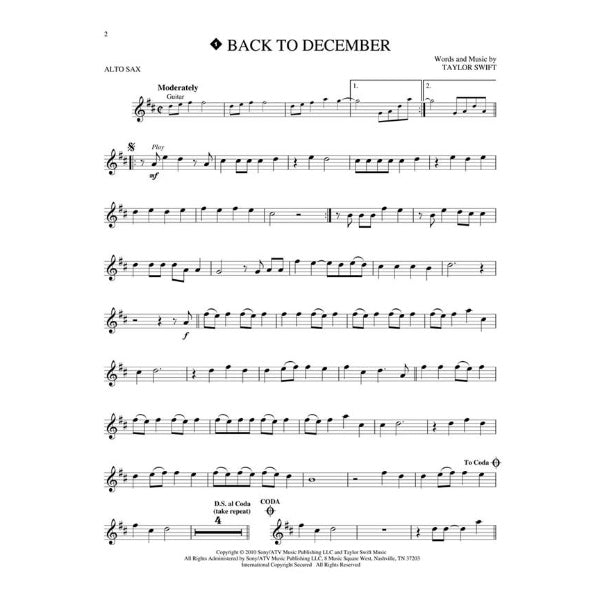 Instrumental Play-Along: Taylor Swift altsax
