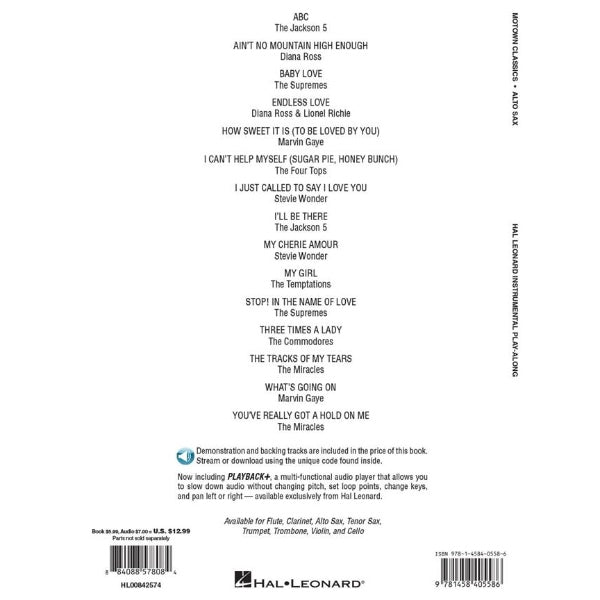 Instrumental Play-Along: Motown Classics altsax