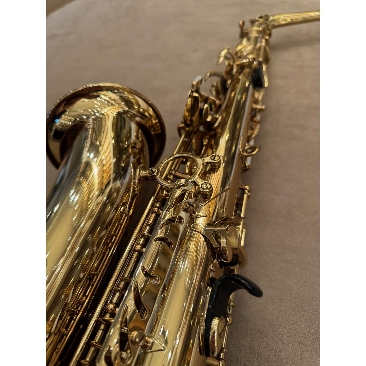 Selmer Paris SA80II altsaxofoon 469362, zijaanzicht mechaniek