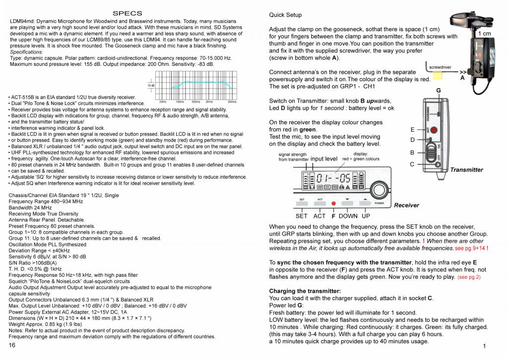 SD Systems LDM94W draadloos microfoonsysteem