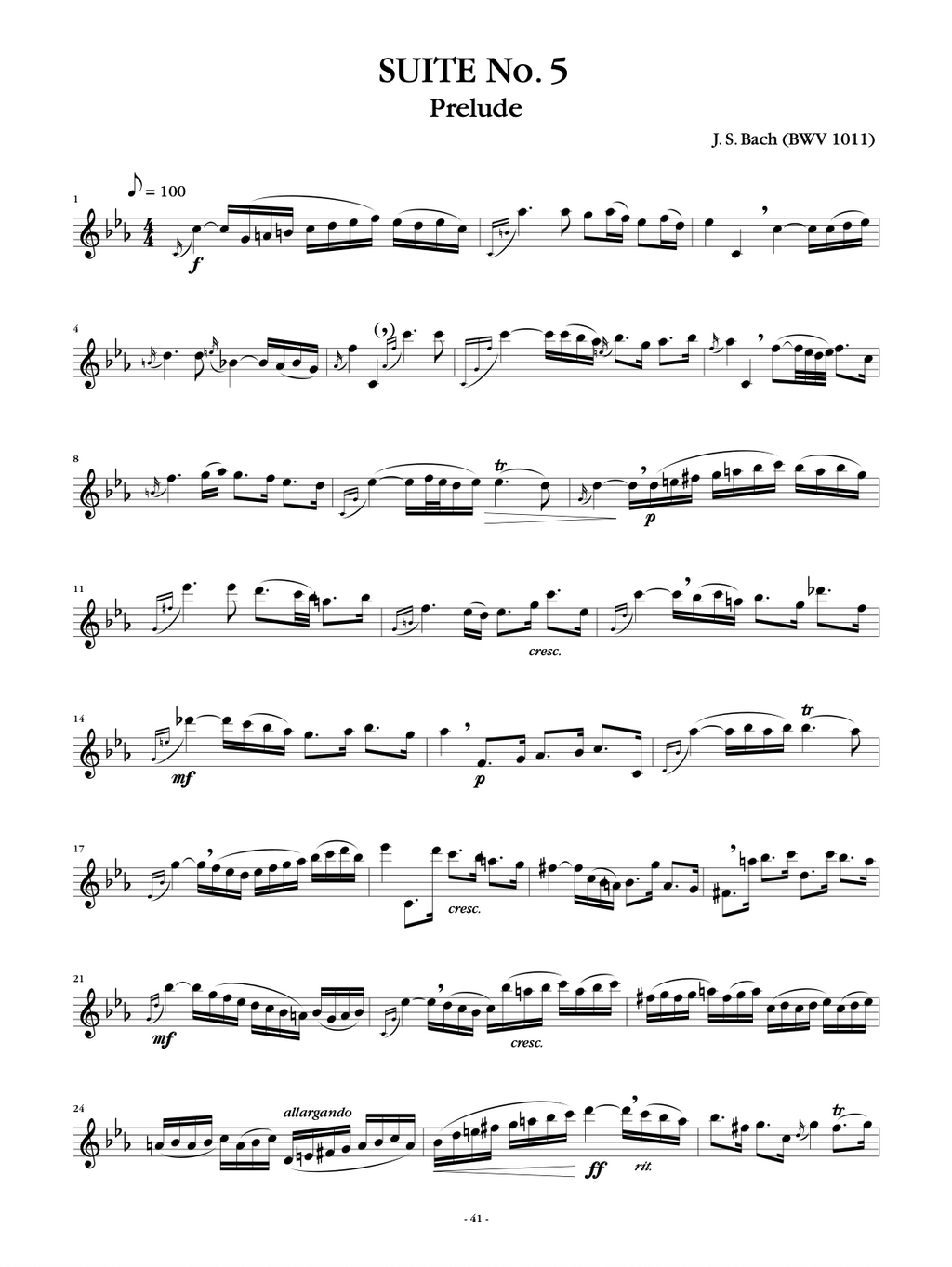 Six Suites for Violoncello Solo saxofoon