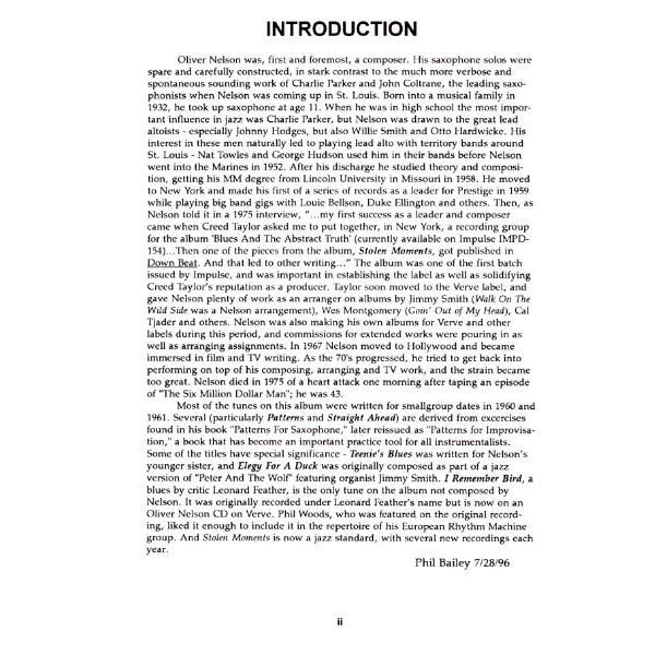 Aebersold vol. 73: Oliver Nelson - Stolen Moments