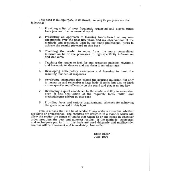 Aebersold vol. 76: David Baker - How To Learn Tunes