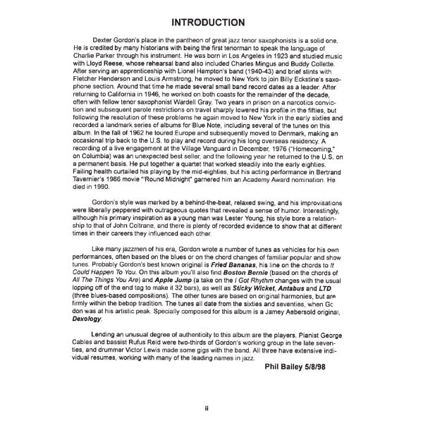 Aebersold vol. 82: Dexter Gordon
