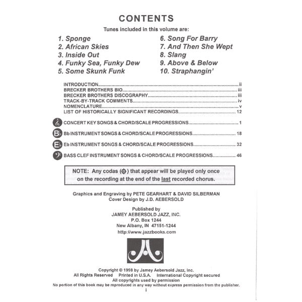 Aebersold vol. 83: The Brecker Brothers