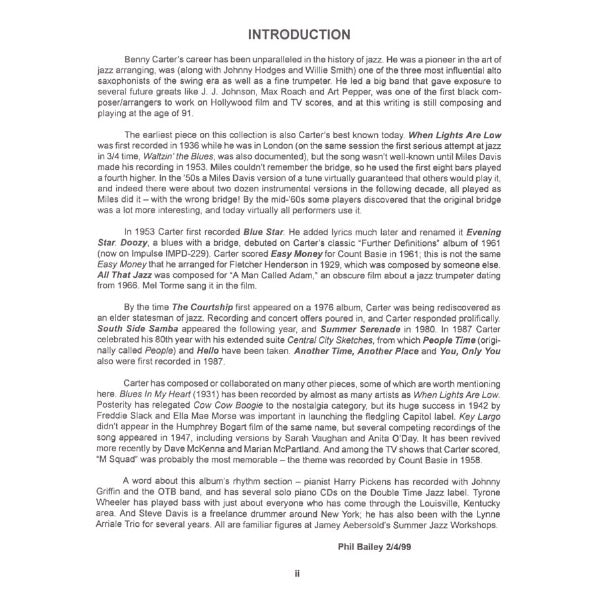 Aebersold vol. 87: Benny Carter - When Lights Are Low