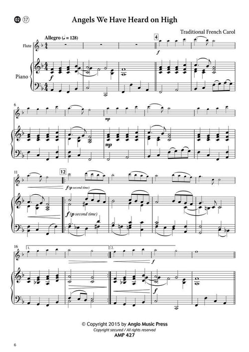 15 Intermediate Christmas Carols dwarsfluit & piano