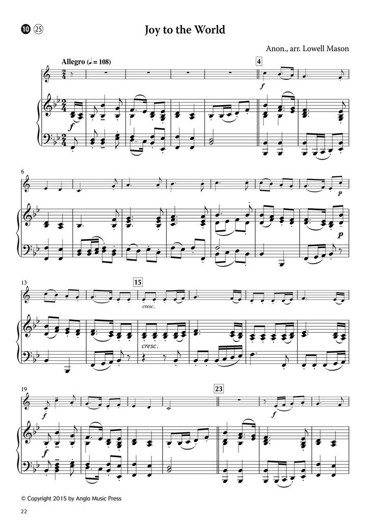 15 Intermediate Christmas Carols Bb klarinet & piano