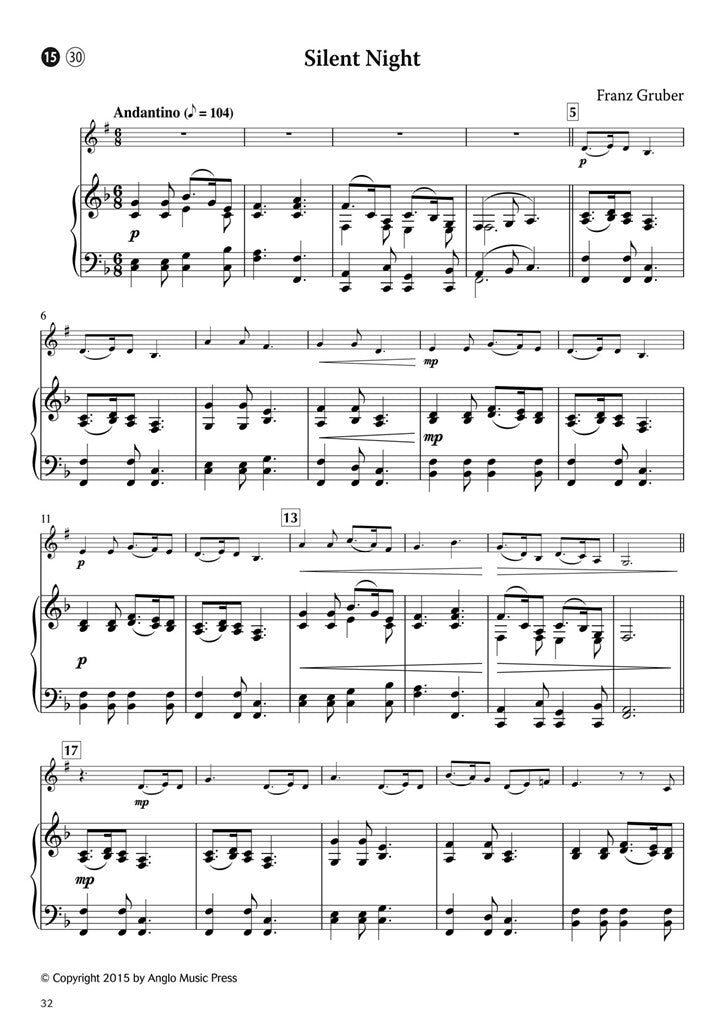 15 Intermediate Christmas Carols Bb klarinet & piano