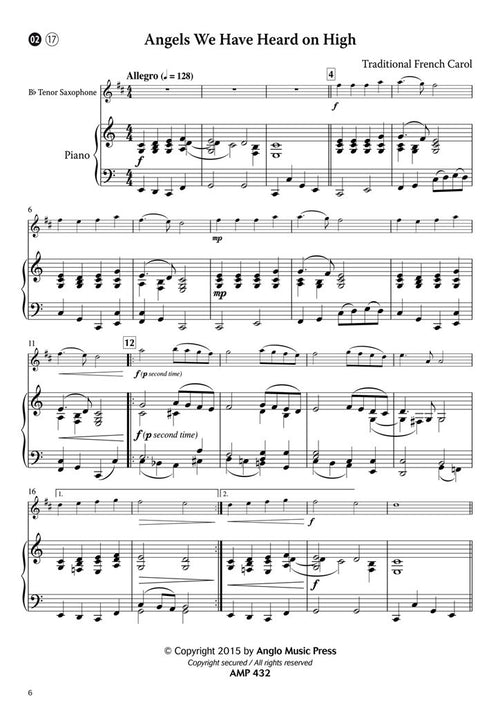 15 Intermediate Christmas Carols tenorsax & piano