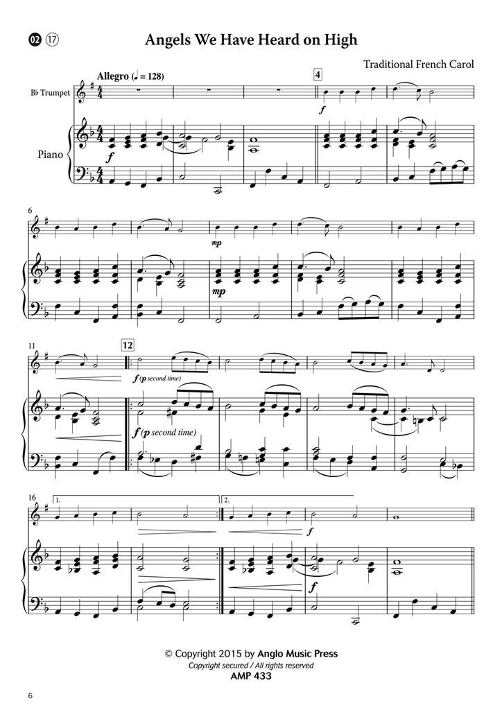 15 Intermediate Christmas Carols Bb trompet & piano