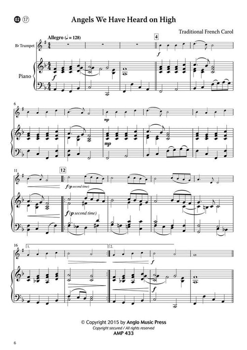 15 Intermediate Christmas Carols Bb trompet & piano