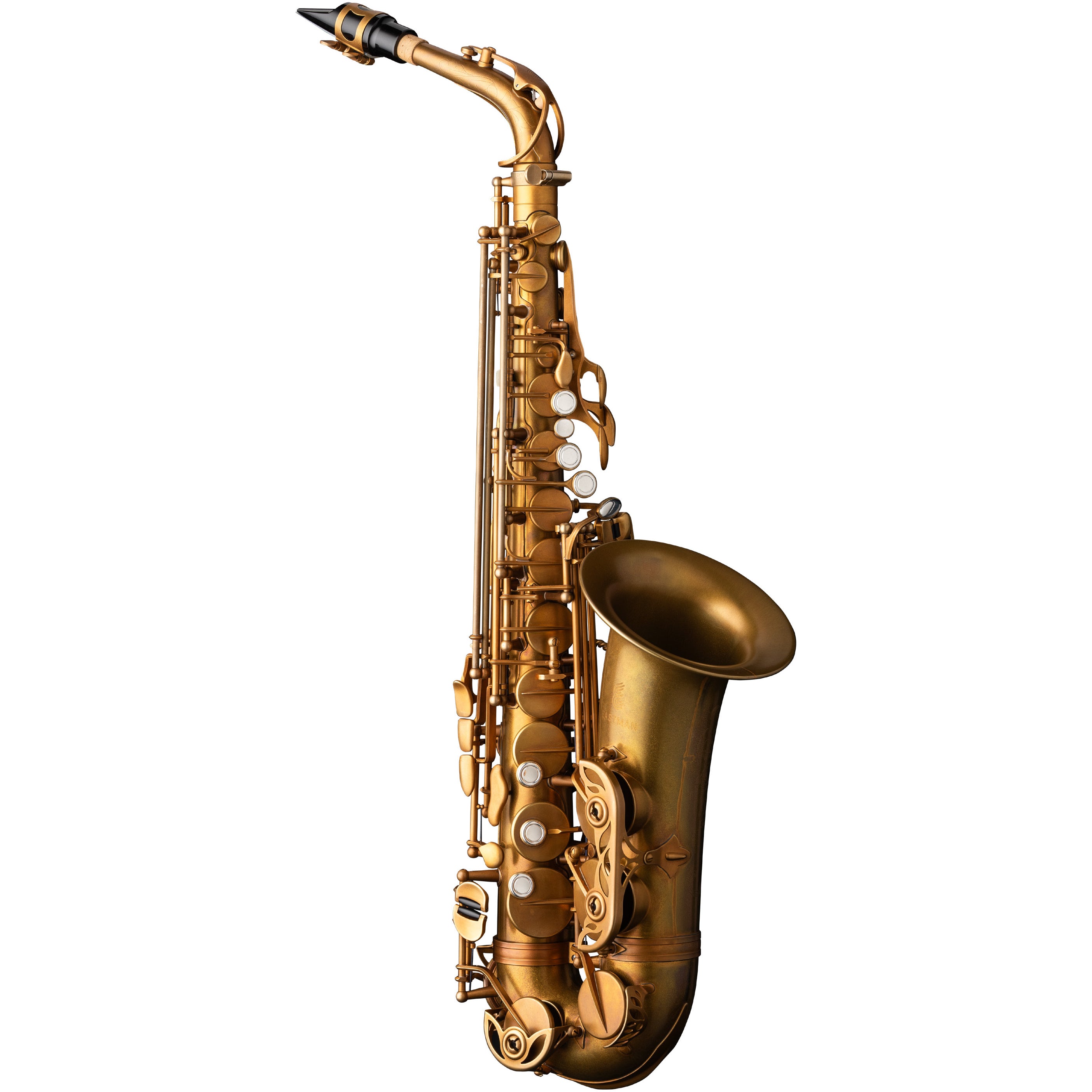 Eastman EAS852 52nd Street altsaxofoon in ongelakte, verouderde messing afwerking
