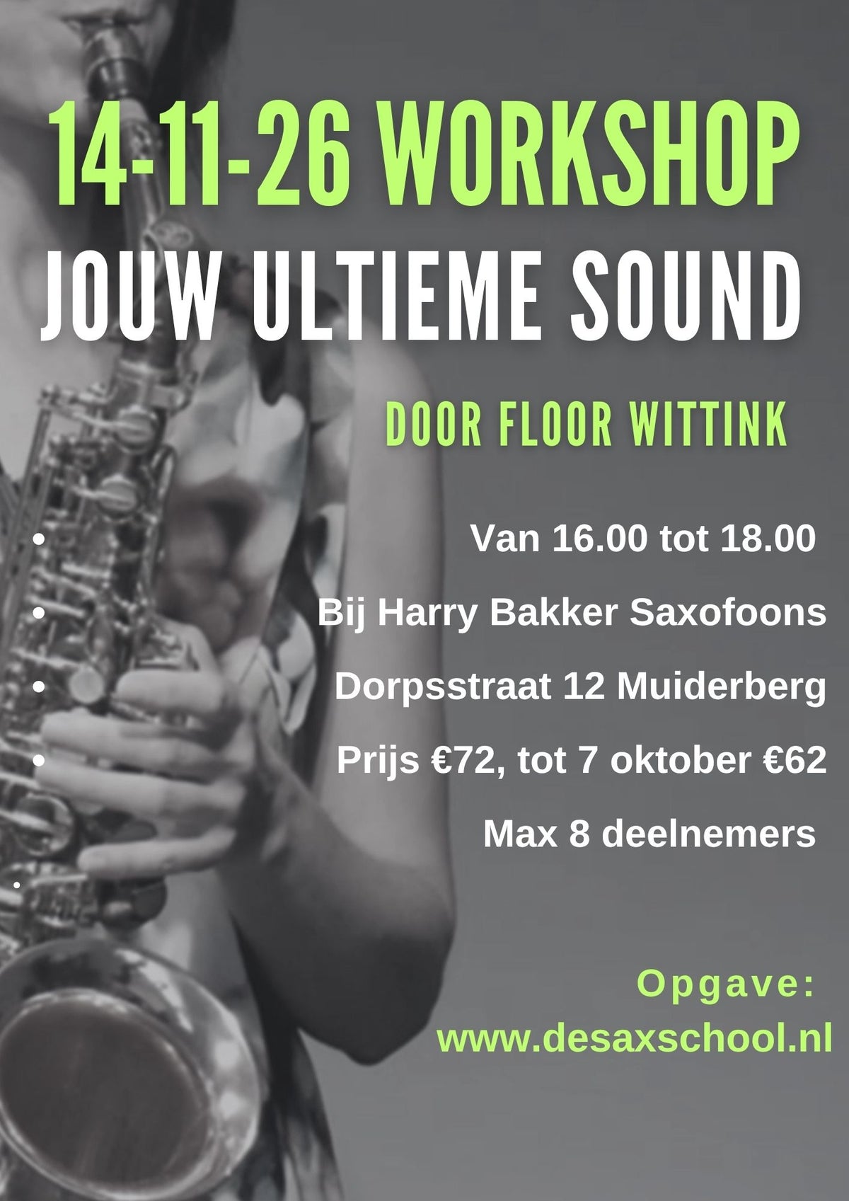 Evenementposter Jouw ultieme sound met Floor Wittink op 14 november 2026