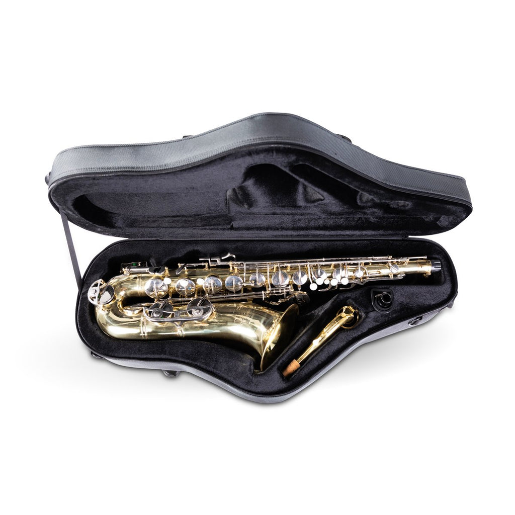 Interieur van de Gator Adagio tenorsax koffer met tenorsaxofoon