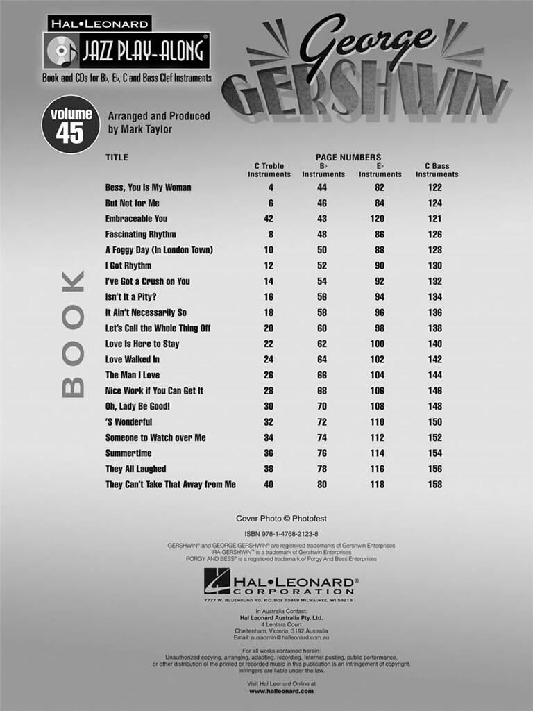 Jazz Play Along vol. 45: George Gershwin