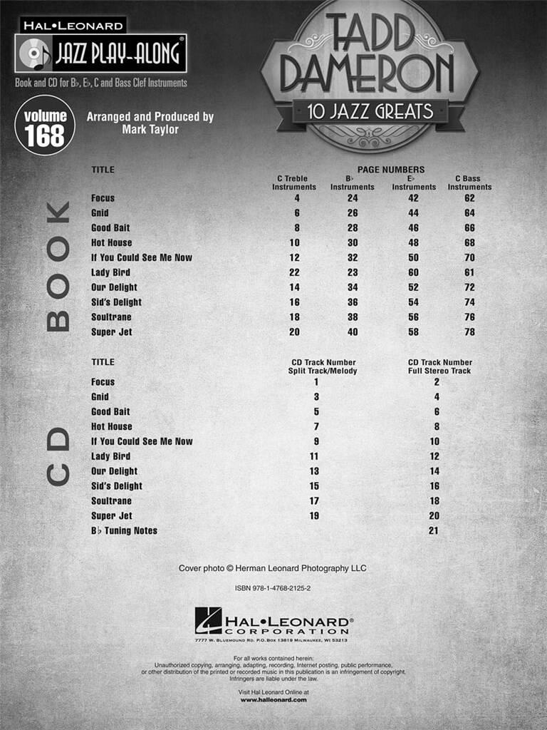 Jazz Play Along vol. 168: Tadd Dameron