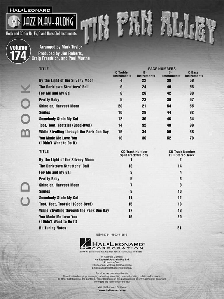 Jazz Play Along vol. 174: Tin Pan Alley