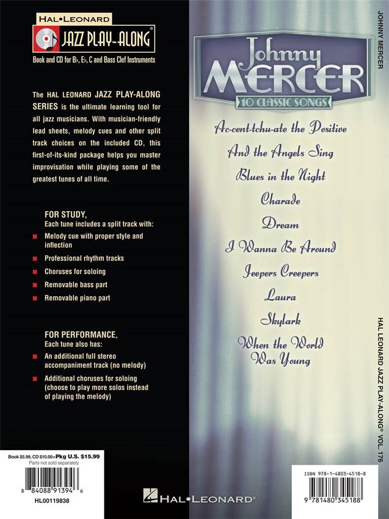 Jazz Play Along vol. 176: Johnny Mercer