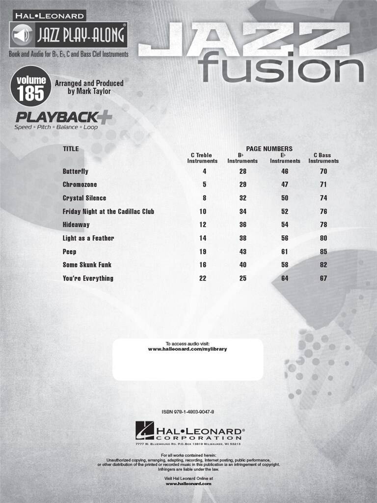 Jazz Play Along vol. 185: Jazz Fusion