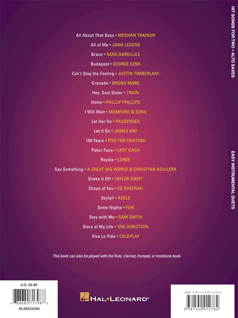 Easy Instrumental Duets: Hit Songs for Two Alto Saxophones