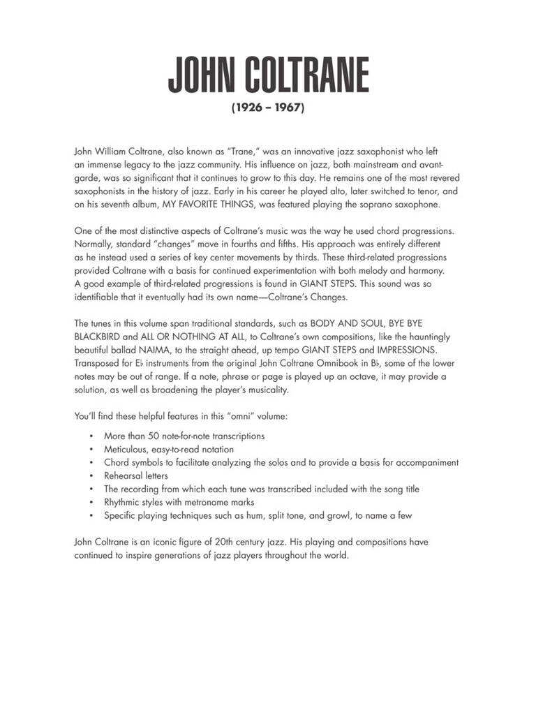 John Coltrane Omnibook Eb