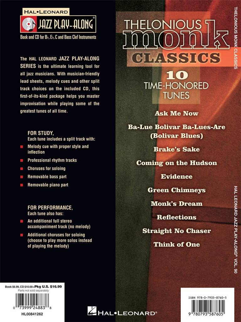 Jazz Play Along vol. 90: Thelonious Monk Classics
