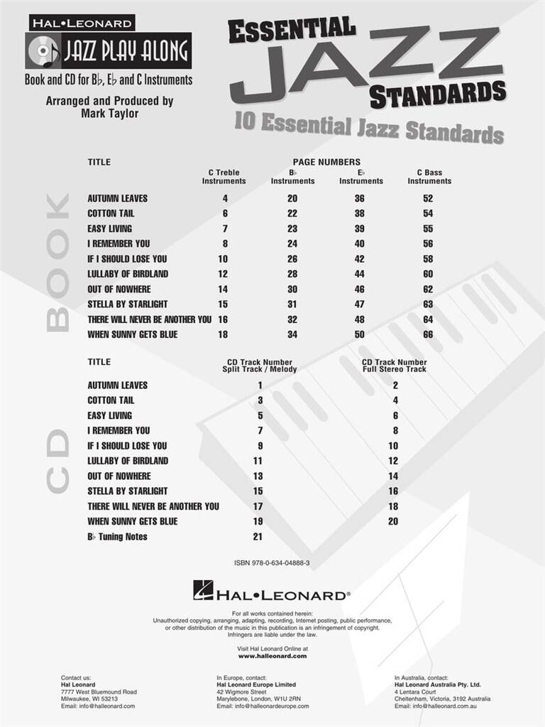 Jazz Play Along vol. 7: Essential Jazz Standards
