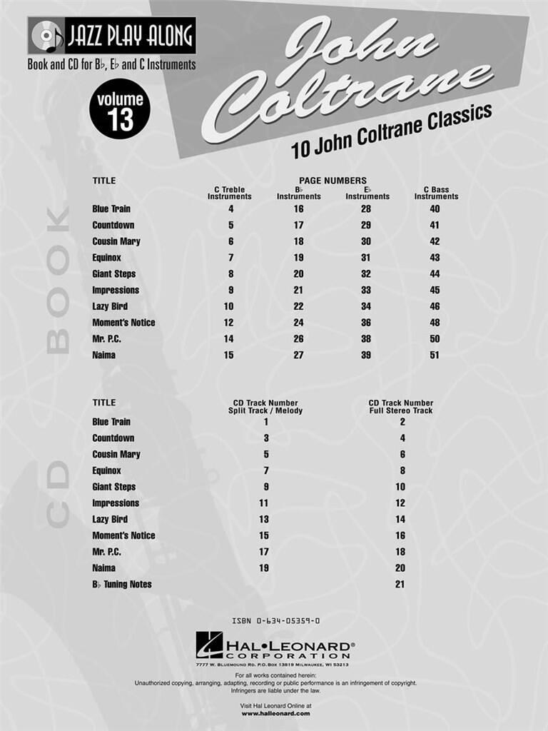 Jazz Play Along vol. 13: John Coltrane