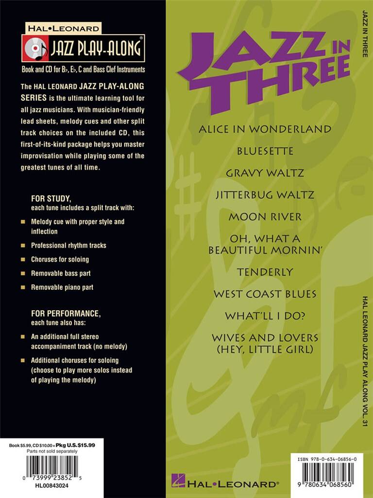 Jazz Play Along vol. 31: Jazz in Three - Second Edition