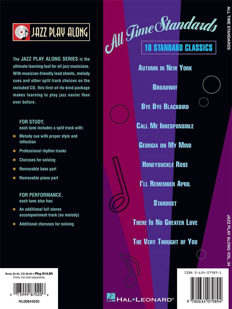 Jazz Play Along vol. 34: All time Standards