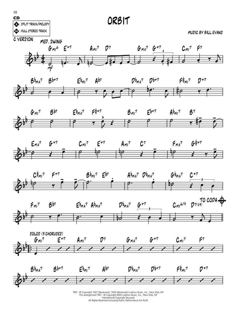 Jazz Play Along vol. 37: Bill Evans: 10 Original Compositions