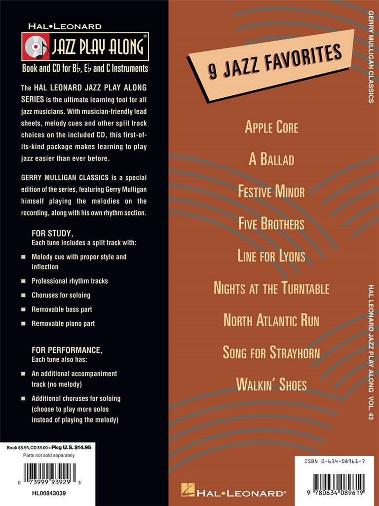 Jazz Play Along vol. 43: Gerry Mulligan Classics