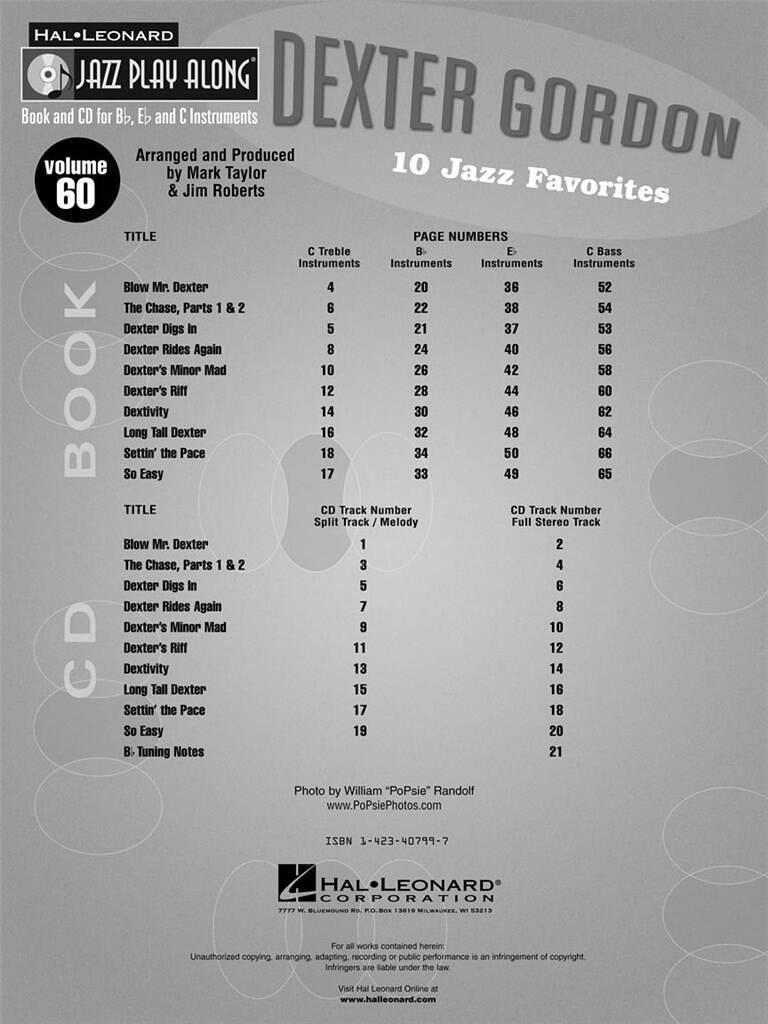 Jazz Play Along vol. 60: Dexter Gordon
