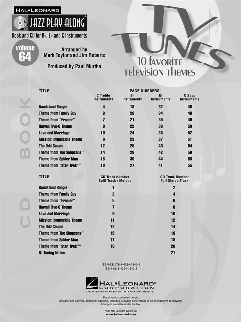Jazz Play Along vol. 64: TV Tunes