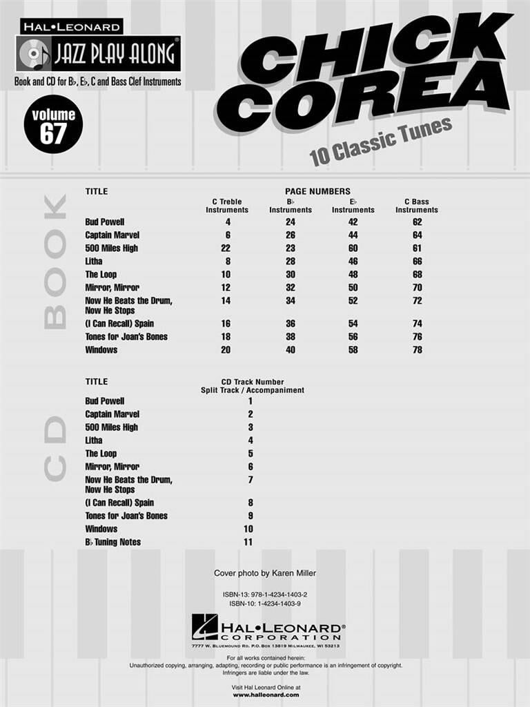 Jazz Play Along vol. 67: Chick Corea