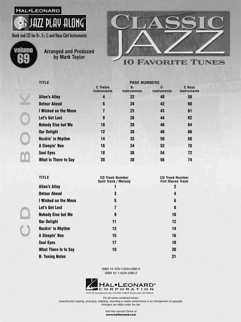 Jazz Play Along vol. 69: Classic Jazz