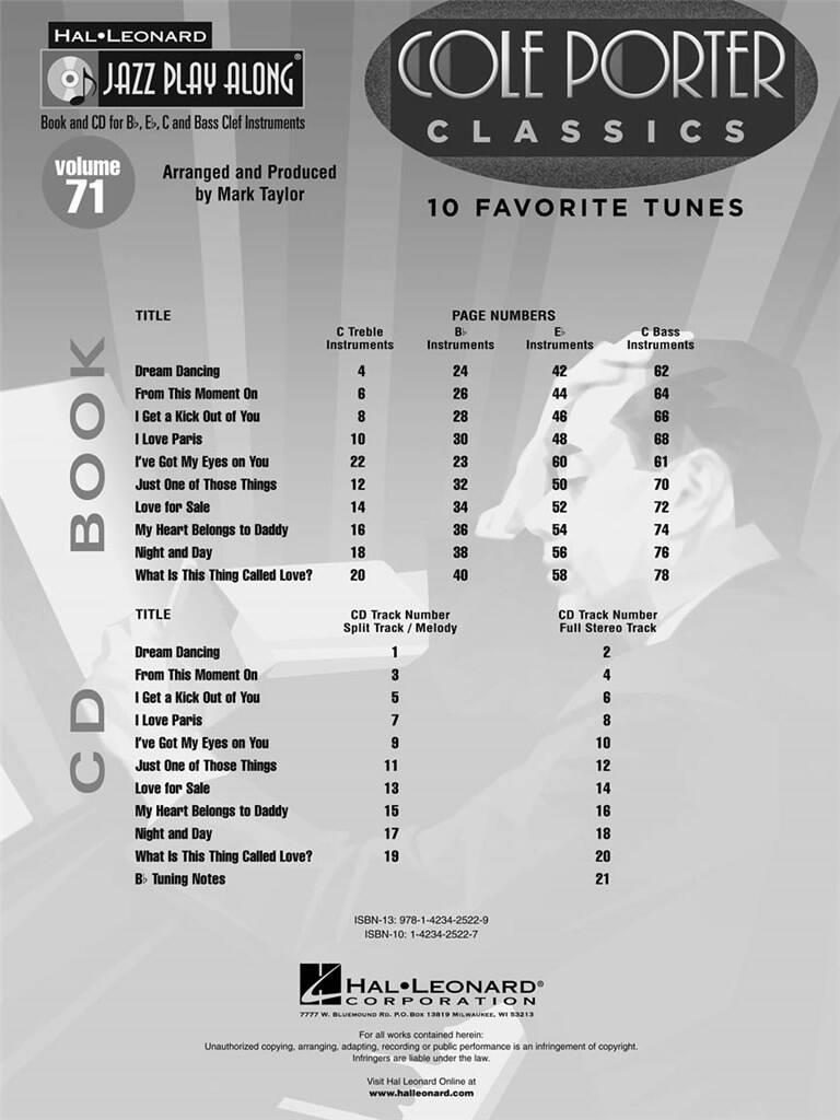 Jazz Play Along vol. 71: Cole Porter Classics