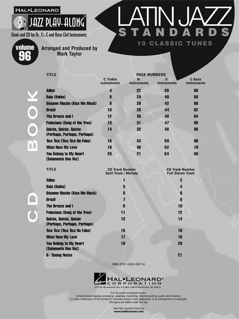 Jazz Play Along vol. 96 Latin Jazz Standards