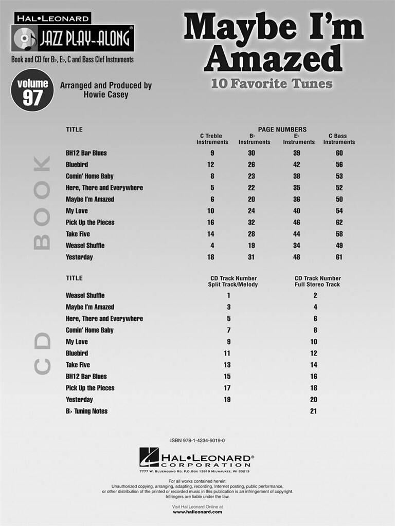 Jazz Play Along vol. 97: Maybe I'm Amazed