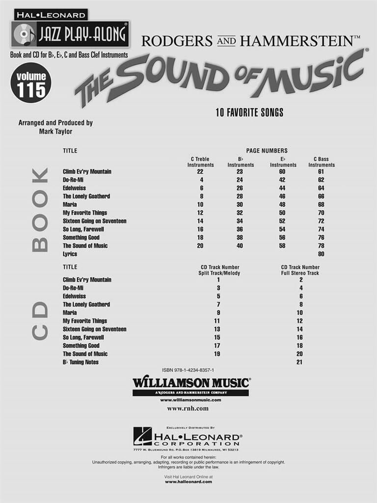 Jazz Play Along vol. 115: The Sound of Music