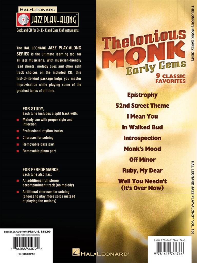 Jazz Play Along vol. 156: Thelonious Monk - Early Gems