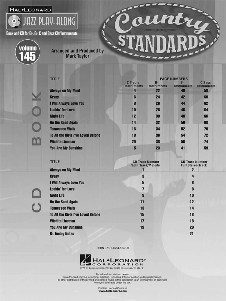 Jazz Play Along vol. 145: Country Standards