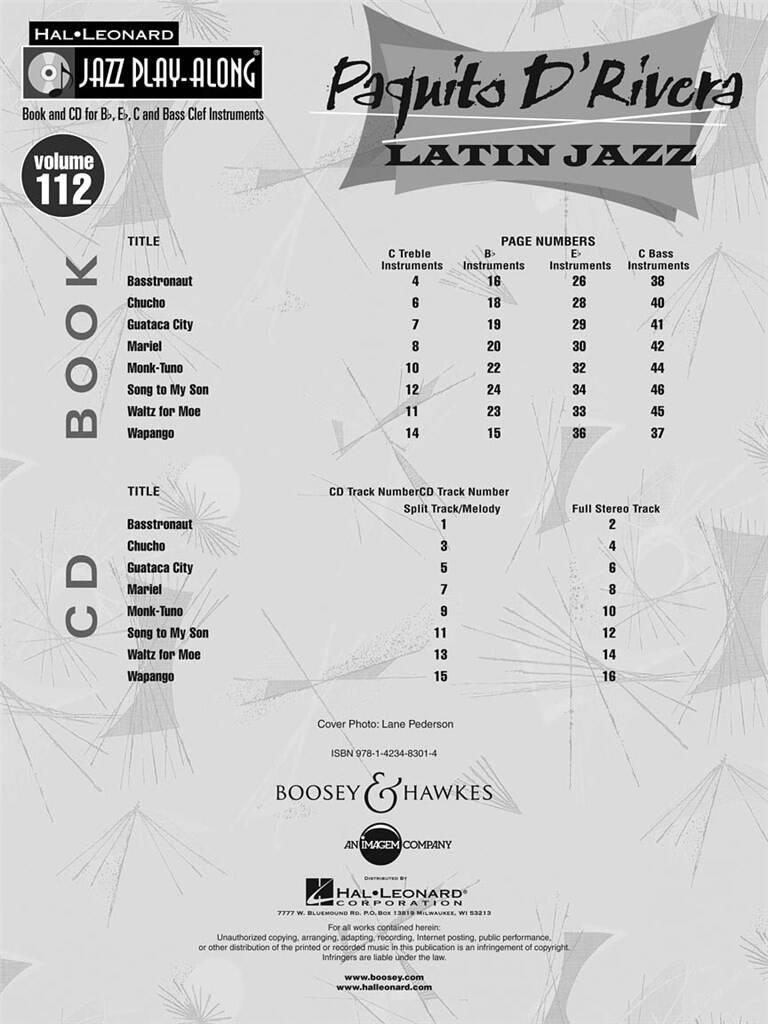 Jazz Play Along vol. 112: Paquito D'Rivera-Latin Jazz