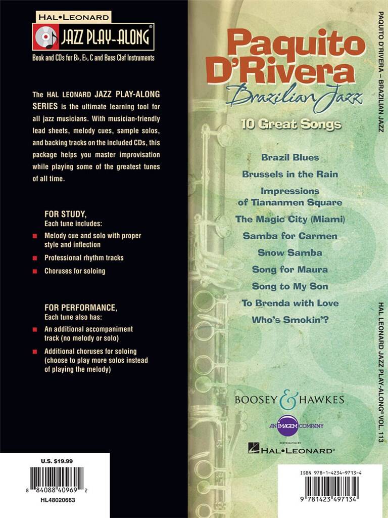 Jazz Play Along vol. 113: Paquito D'Rivera – Brazillian Jazz