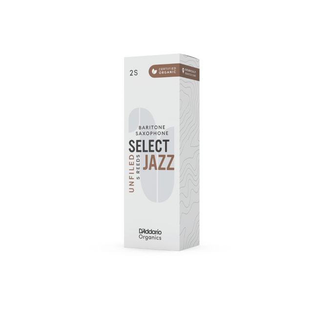 D'Addario Organic Select Jazz unfiled baritonsax riet per 5 stuks